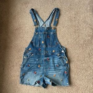 DRIFTWOOD Blue Denim Embroidered Short Overalls